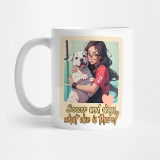 Soccer and dogs, what else is there? (girl glasses white pit bull) Mug